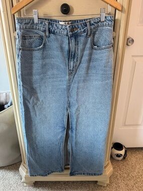 Free People Light Blue Denim Jean midi skirt